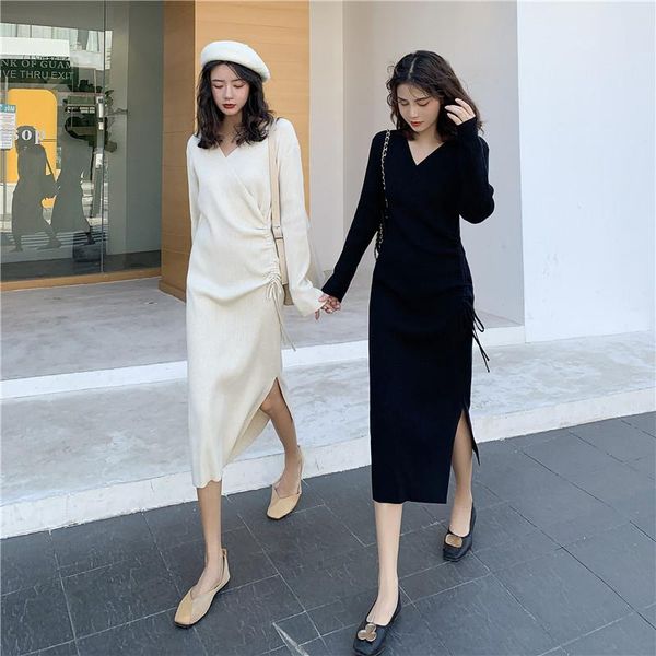 casual dresses women maxi dress sweater v-neck drawstring slit knit long 2021 winter fashion party, Black;gray
casual dresses women maxi dress sweater v-neck drawstring slit knit long 2021 winter fashion party, Black;gray