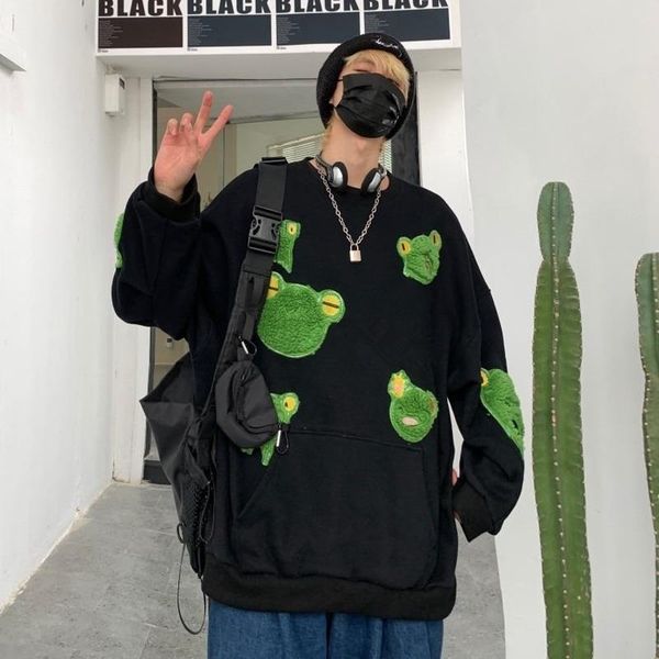 men's hoodies & sweatshirts streetwear frog embroidery pullover sweater with scarf for men and women couples harajuku japanese sweaters, Black
men's hoodies & sweatshirts streetwear frog embroidery pullover sweater with scarf for men and women couples harajuku japanese sweaters, Black