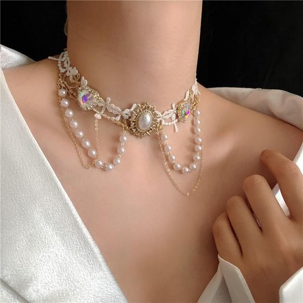 korean elegant baroque lace flower heart crystal choker necklace for women girls fashion pearl tassel party jewelry chokers, Golden;silver
korean elegant baroque lace flower heart crystal choker necklace for women girls fashion pearl tassel party jewelry chokers, Golden;silver