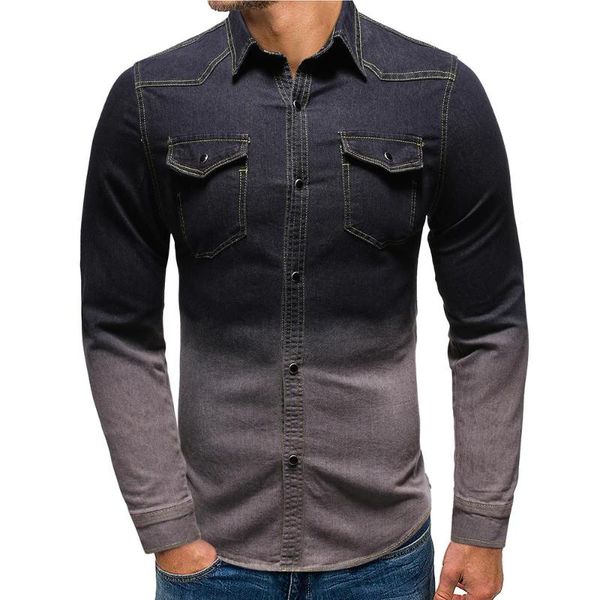 men's casual shirts denim men gradient tie dyeing leisure long sleeve jeans blouse gray blue, White;black
men's casual shirts denim men gradient tie dyeing leisure long sleeve jeans blouse gray blue, White;black