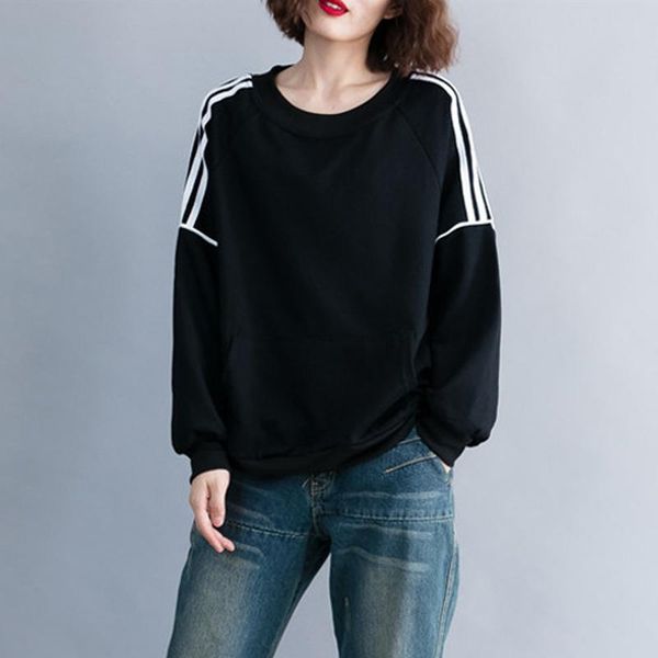 women's hoodies & sweatshirts johnature women clothes 2021 casual stripe o-neck full sleeve pullovers autumn winter simple loose korean, Black
women's hoodies & sweatshirts johnature women clothes 2021 casual stripe o-neck full sleeve pullovers autumn winter simple loose korean, Black