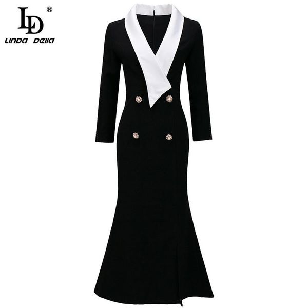 casual dresses ld linda della 2021 autumn runway elegant black dress women split double breasted office vintage midi party vestido, Black;gray
casual dresses ld linda della 2021 autumn runway elegant black dress women split double breasted office vintage midi party vestido, Black;gray