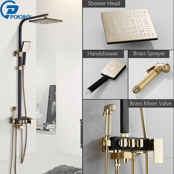 black golden shower set rainfall bathroom mixer faucet brass bidet sprayer head sliding bar system tap sets
black golden shower set rainfall bathroom mixer faucet brass bidet sprayer head sliding bar system tap sets