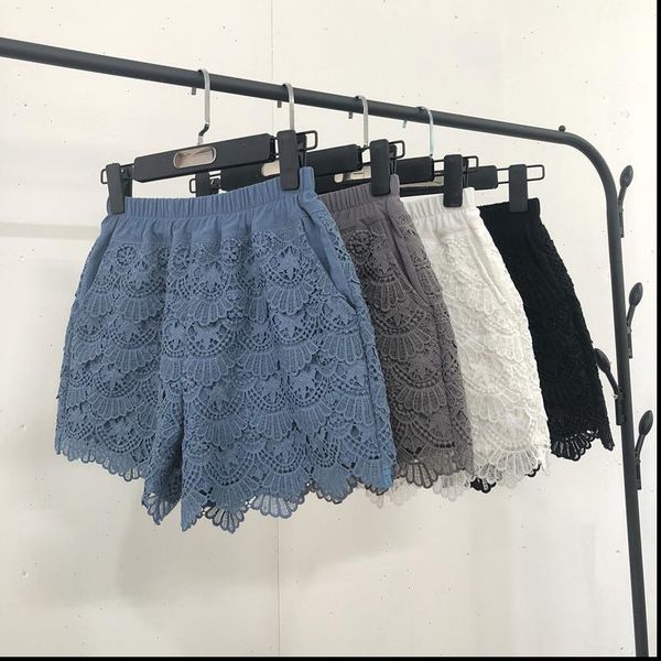 women shorts lace spring summer high waist elastic wide leg short white black feminino k597
women shorts lace spring summer high waist elastic wide leg short white black feminino k597