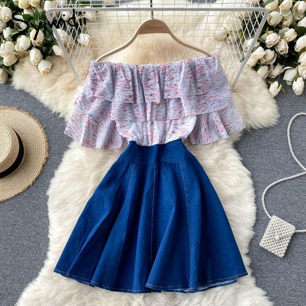 casual dresses syiwidii dress for women summer 2021 fashion chiffon ruffles off shoulder strapless spliced a-line mini denim, Black;gray
casual dresses syiwidii dress for women summer 2021 fashion chiffon ruffles off shoulder strapless spliced a-line mini denim, Black;gray