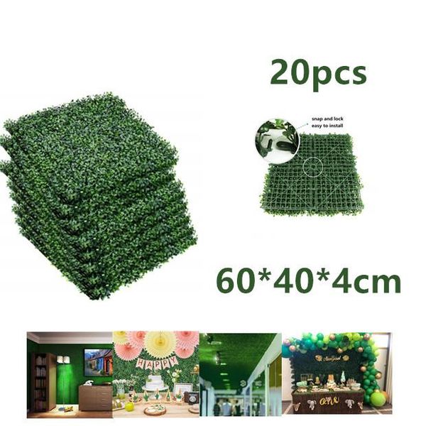 decorative flowers & wreaths 20pcs 40*60cm artificial plant foliage hedge grass mat greenery panel decor wall fence home garden lawn de