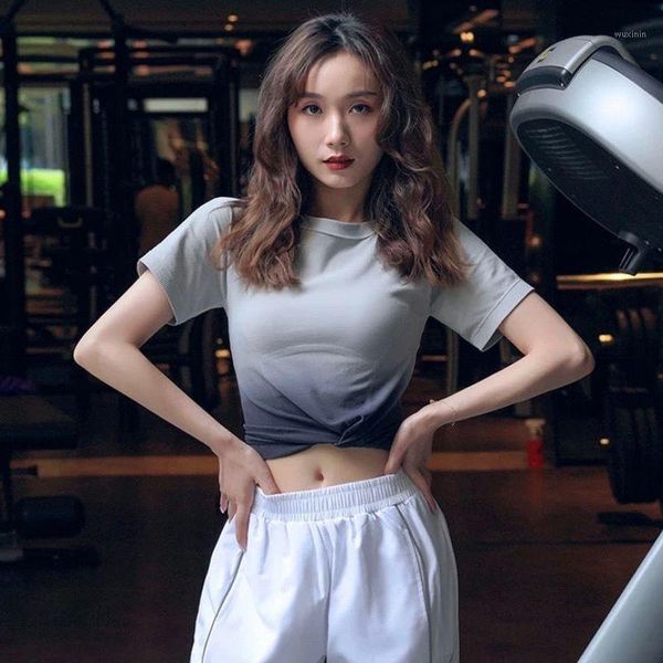 yoga outfit woman t-shirts gradient o-neck slim breathable sports short sleeve spring summer fashion stretch tight running fitness
yoga outfit woman t-shirts gradient o-neck slim breathable sports short sleeve spring summer fashion stretch tight running fitness