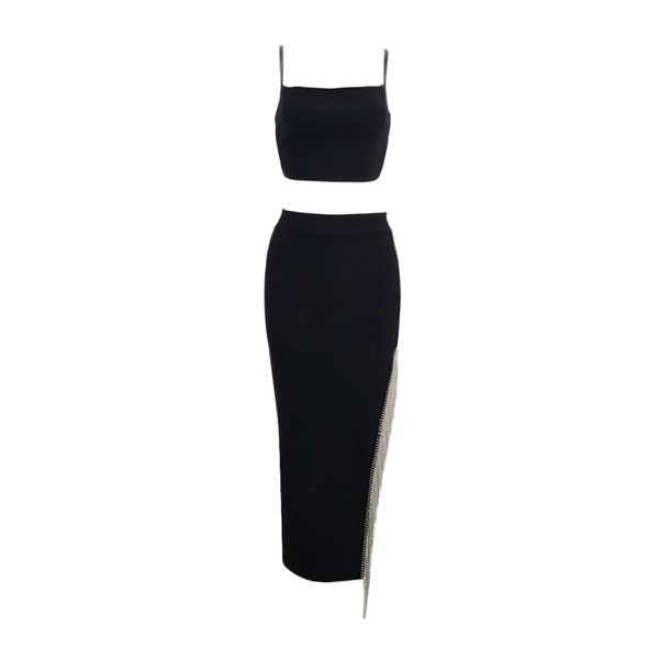 women two piece set tassel crop midi skirt 2 outfits arrival s party clothing 210515, White
women two piece set tassel crop midi skirt 2 outfits arrival s party clothing 210515, White