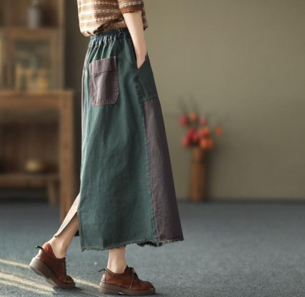 skirts skirt women spring retro casual 2021 elastic waist loose spliced vintage denim, Black
skirts skirt women spring retro casual 2021 elastic waist loose spliced vintage denim, Black