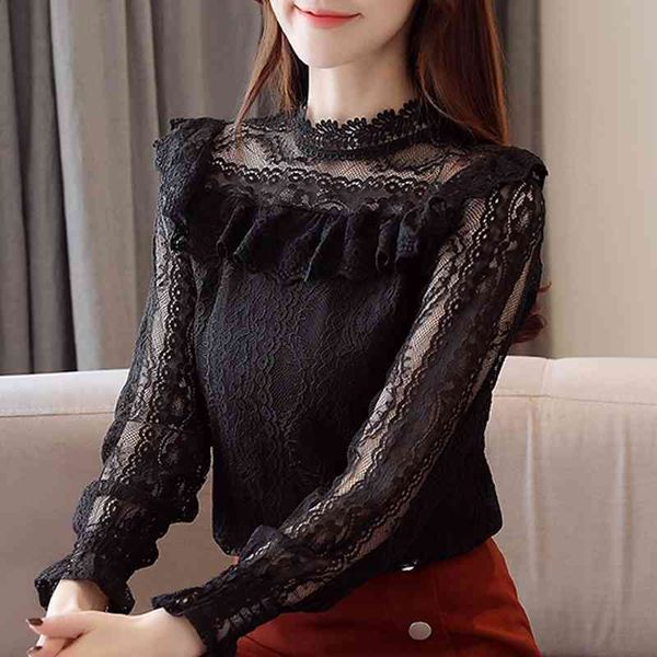 women blouses ruffles hollow lace shirt blusas mujer de moda long sleeve shirts d371 210602, White
women blouses ruffles hollow lace shirt blusas mujer de moda long sleeve shirts d371 210602, White