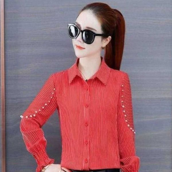 women's elegant spring autumn casual turn-down collar solid blouses temperament long sleeve df3441 210609, White
women's elegant spring autumn casual turn-down collar solid blouses temperament long sleeve df3441 210609, White