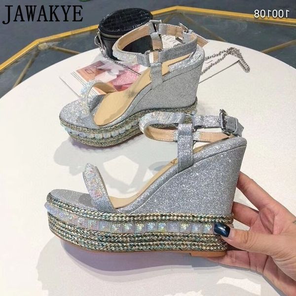 prowow platform wedge sandals women rivets studded high heels bling bling string beaded shiny glittery summer shoes, Black
prowow platform wedge sandals women rivets studded high heels bling bling string beaded shiny glittery summer shoes, Black