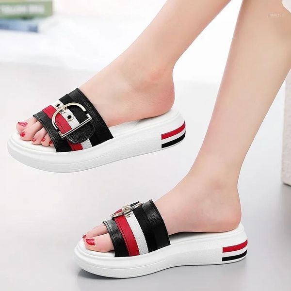 slippers women's flat shoes genuine leather beach sandals ladies luxury belt platform slides flip flops summer chaussure femme1, Black
slippers women's flat shoes genuine leather beach sandals ladies luxury belt platform slides flip flops summer chaussure femme1, Black