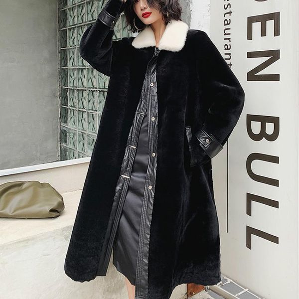 women's fur & faux winter female real natural coat mink collar jacket women clothes 2021 korean long sheep shearing coats hiver 625, Black
women's fur & faux winter female real natural coat mink collar jacket women clothes 2021 korean long sheep shearing coats hiver 625, Black