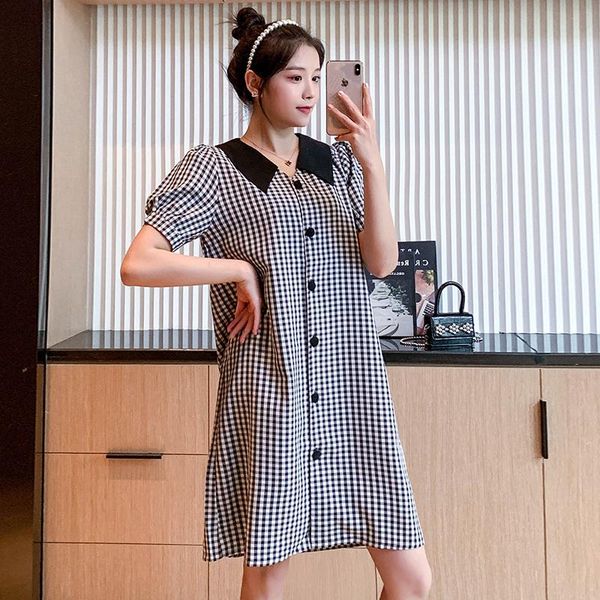 9525# summer korean fashion plaid black cotton maternity dress casual straight loose clothes for pregnant women sweet pregnancy, White
9525# summer korean fashion plaid black cotton maternity dress casual straight loose clothes for pregnant women sweet pregnancy, White