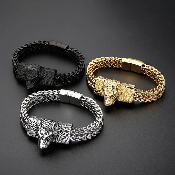 charm bracelets 12mm 3 colors rock viking wolf bracelet men's stainless steel mesh chain gold punk biker jewelry, Golden;silver
charm bracelets 12mm 3 colors rock viking wolf bracelet men's stainless steel mesh chain gold punk biker jewelry, Golden;silver