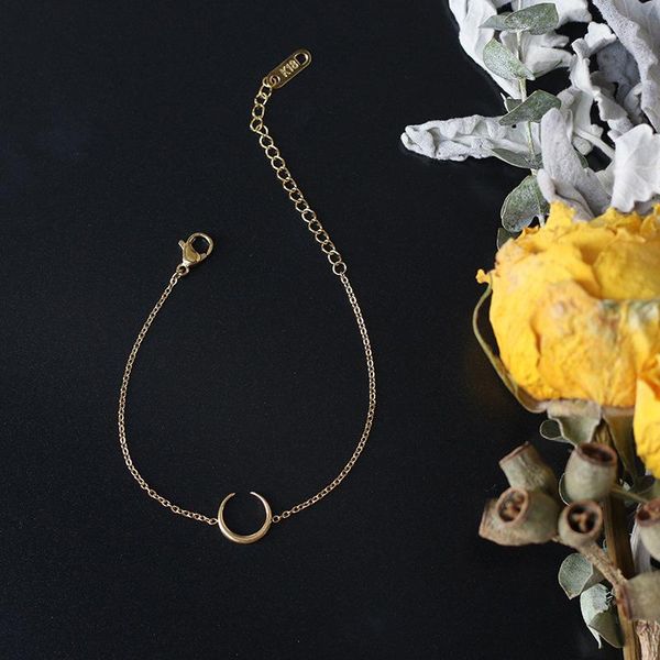 link, chain stainless steel simple designer little crescent moon bracelets gifts for women's gothic gold color bracelet accessories jew, Black
link, chain stainless steel simple designer little crescent moon bracelets gifts for women's gothic gold color bracelet accessories jew, Black