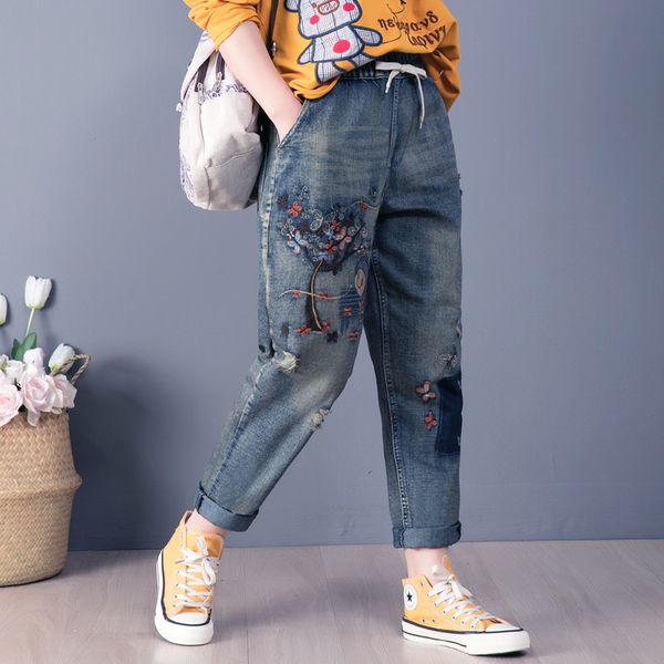 2011women spring summer fashion korea style vintage girl under tree embroidery oversize ankle length lady female loose harem pants, Blue
2011women spring summer fashion korea style vintage girl under tree embroidery oversize ankle length lady female loose harem pants, Blue