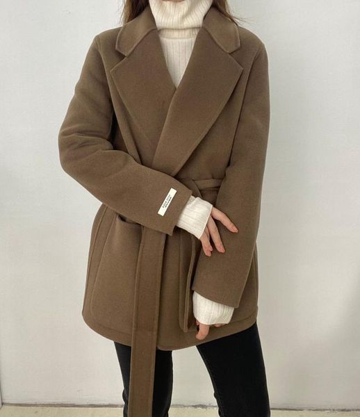 women's wool & blends 2021 autumn and winter suit collar korean simple versatile double-sided cashmere female short loose coat with poc, Black
women's wool & blends 2021 autumn and winter suit collar korean simple versatile double-sided cashmere female short loose coat with poc, Black