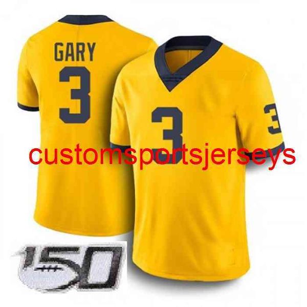stitched rashan gary jersey #3 michigan wolverines yellow ncaa 150th custom any name number xs-5xl 6xl, Black 
stitched rashan gary jersey #3 michigan wolverines yellow ncaa 150th custom any name number xs-5xl 6xl, Black