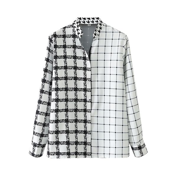 causal women black white plaid patchwork shirts fashion ladies stand collar streetwear female chic button blouses 210527
causal women black white plaid patchwork shirts fashion ladies stand collar streetwear female chic button blouses 210527