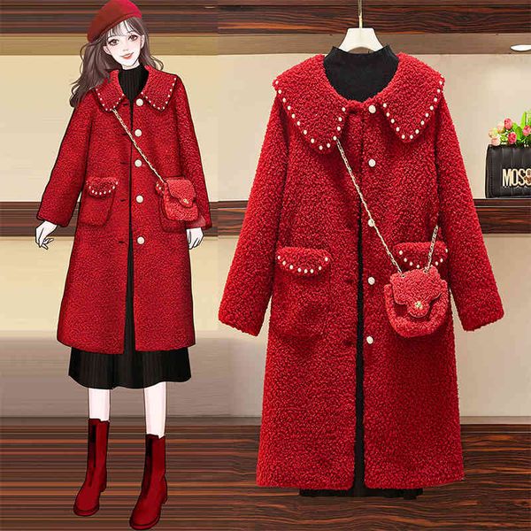 two piece dress winter sweet girls wool lamb long coat turn-down collar pearl thick dress women's mesh set of two pieces 26cd, White
two piece dress winter sweet girls wool lamb long coat turn-down collar pearl thick dress women's mesh set of two pieces 26cd, White
