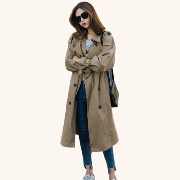 women's trench coats classic khaki windbreaker women coat 2021 autumn long elegant slim double breasted sashes womens windbreakers cloa, Tan;black
women's trench coats classic khaki windbreaker women coat 2021 autumn long elegant slim double breasted sashes womens windbreakers cloa, Tan;black