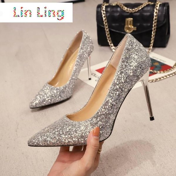 high heels women's shoes stiletto heel korean style pointed toe spring and autumn silver paillette wedding boots, Black
high heels women's shoes stiletto heel korean style pointed toe spring and autumn silver paillette wedding boots, Black