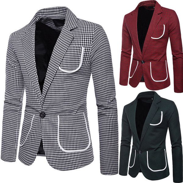 retro men suit plaid pockets long sleeve blazer one botton slim fit formal business coat for 3 colors s-2xl, Black;brown
retro men suit plaid pockets long sleeve blazer one botton slim fit formal business coat for 3 colors s-2xl, Black;brown