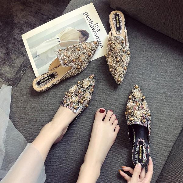 slippers women's shoes 2021 spring style baotou half fashion wear pointed flat bottomed sloth no heel muller, Black
slippers women's shoes 2021 spring style baotou half fashion wear pointed flat bottomed sloth no heel muller, Black