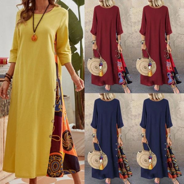 casual dresses ladies summer loose vintage o-neck stitching maxi dress women retro print three-quarter sleeve long beach vestido, Black;gray
casual dresses ladies summer loose vintage o-neck stitching maxi dress women retro print three-quarter sleeve long beach vestido, Black;gray