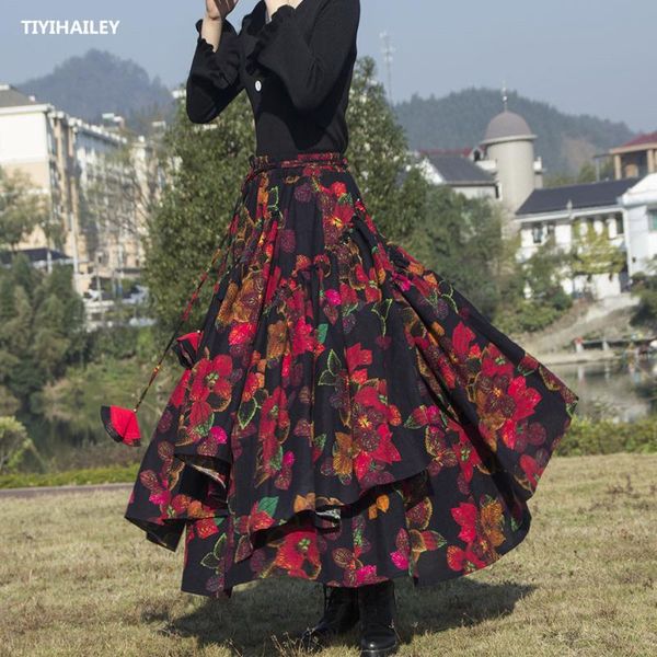 skirts tiyihailey fashion long maxi a-line elastic waist women cotton linen print flower s-2xl irregular autumn, Black
skirts tiyihailey fashion long maxi a-line elastic waist women cotton linen print flower s-2xl irregular autumn, Black