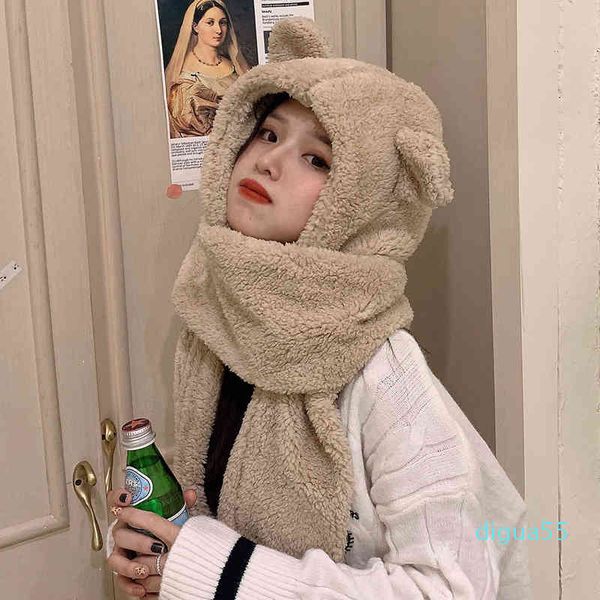 fashion little bear hat female autumn winter lovely plush scarf gloves three piece set hooded in one versatile warm, Blue;gray
fashion little bear hat female autumn winter lovely plush scarf gloves three piece set hooded in one versatile warm, Blue;gray