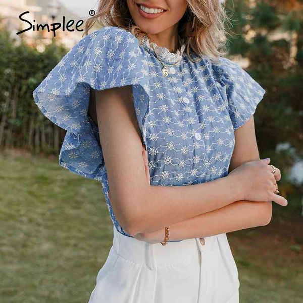 simplee casual spring summer floral embroidery blouse women ruffle sleeves lace collar blouses elegant office lady shirt vintage 210326, White
simplee casual spring summer floral embroidery blouse women ruffle sleeves lace collar blouses elegant office lady shirt vintage 210326, White