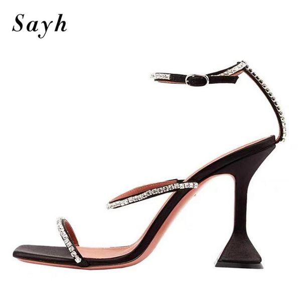 dress shoes summer womens sandals shiny crystal square toe ankle strap high heels sandal pumps, Black
dress shoes summer womens sandals shiny crystal square toe ankle strap high heels sandal pumps, Black