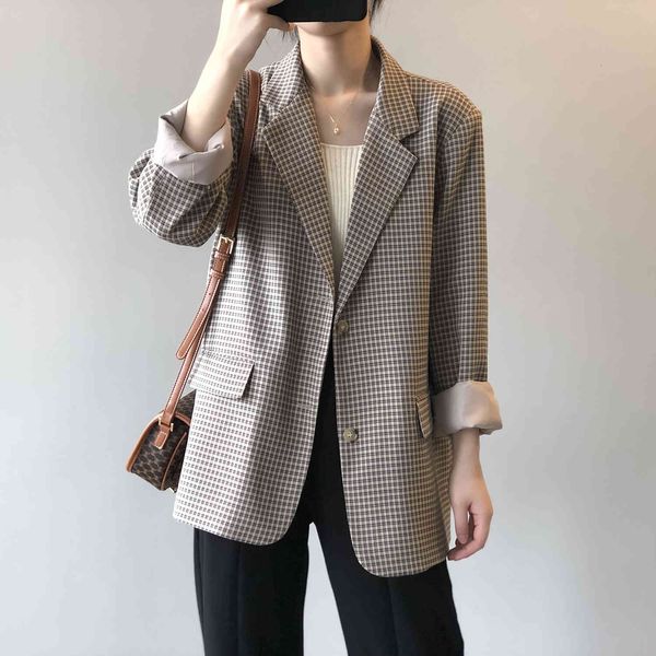 suits 2021 spring turn down collar plaid blazer ladies coat feminino women clothes, White;black
suits 2021 spring turn down collar plaid blazer ladies coat feminino women clothes, White;black