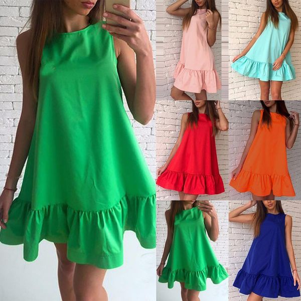 women dresses s0 womens ruffles hem mini dress casual loose o neck solid color sleeveless for, Black;gray
women dresses s0 womens ruffles hem mini dress casual loose o neck solid color sleeveless for, Black;gray