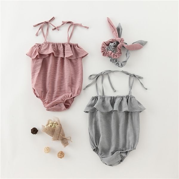 summer 0-2 years baby girls thin soft ruffled slip romper with hair band all-match casual floral jumpsuit 210708, Blue
summer 0-2 years baby girls thin soft ruffled slip romper with hair band all-match casual floral jumpsuit 210708, Blue