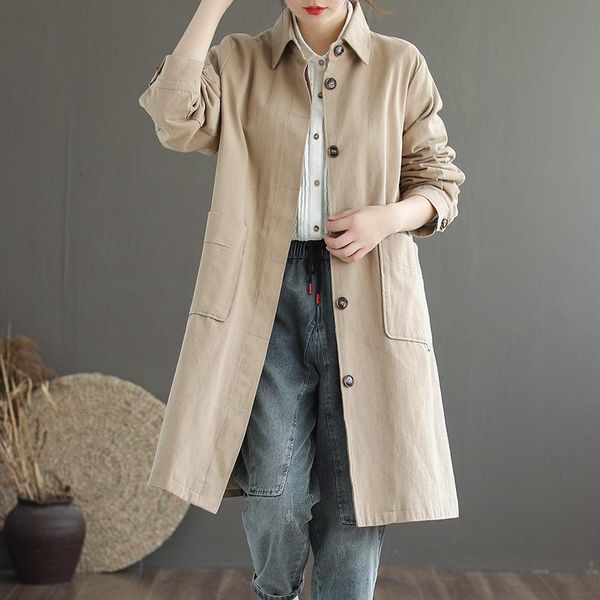 women's trench coats solid color women spring casual jacket literary loose twill cotton split lapel windbreaker long autumn coat k595, Tan;black
women's trench coats solid color women spring casual jacket literary loose twill cotton split lapel windbreaker long autumn coat k595, Tan;black