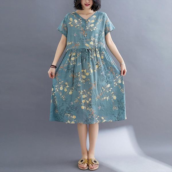 arrival short sleeve loose summer womens dress soft cotton linen print floral vintage travel casual women midi, Black;gray
arrival short sleeve loose summer womens dress soft cotton linen print floral vintage travel casual women midi, Black;gray
