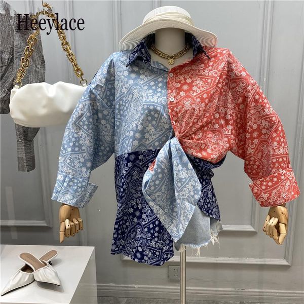 stitching pattern ladies shirt 2021 autumn turn-down collar long sleeve blouse women fashion chic loose blusas women's blouses & shirts, White
stitching pattern ladies shirt 2021 autumn turn-down collar long sleeve blouse women fashion chic loose blusas women's blouses & shirts, White