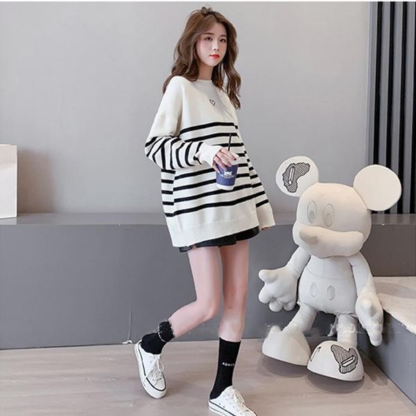 women's knits & tees female striped shirt knitted spring and autumn 2021 autumn/winter knitwear gentle outside wearing a coat to wear, White
women's knits & tees female striped shirt knitted spring and autumn 2021 autumn/winter knitwear gentle outside wearing a coat to wear, White