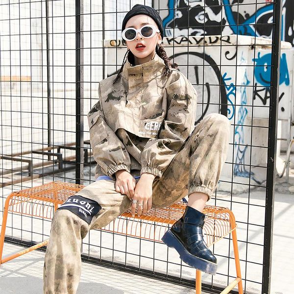 women's two piece pants autumn camouflage set women street style loose casual desert pattern letters elastic waist and jacket, White
women's two piece pants autumn camouflage set women street style loose casual desert pattern letters elastic waist and jacket, White