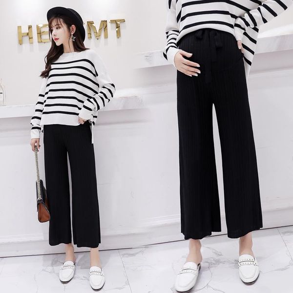 maternity pants autumn wide leg pleated retro gentle wind knit high waist drape pregnant stomach lift bottoms, White
maternity pants autumn wide leg pleated retro gentle wind knit high waist drape pregnant stomach lift bottoms, White