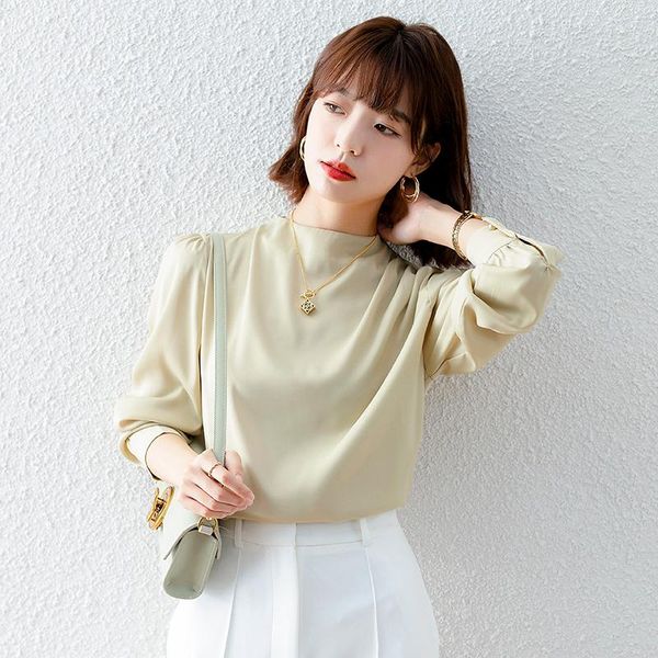 women's blouses & shirts chikichi 2021 spring and autumn style korean fashion elegant round neck solid color satin long-sleeved pullove, White
women's blouses & shirts chikichi 2021 spring and autumn style korean fashion elegant round neck solid color satin long-sleeved pullove, White
