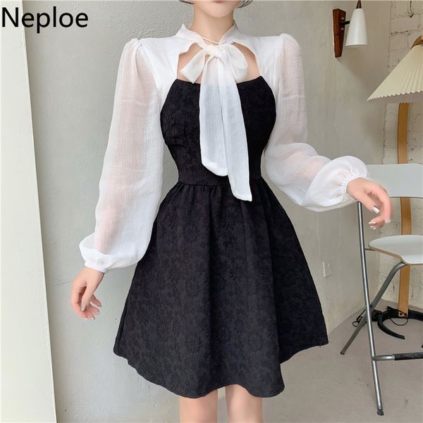 neploe women's dress summer elegant temperament vestidos fashion patchwork white bow contrast color slim waist a-line dresses 210422, Black;gray
neploe women's dress summer elegant temperament vestidos fashion patchwork white bow contrast color slim waist a-line dresses 210422, Black;gray
