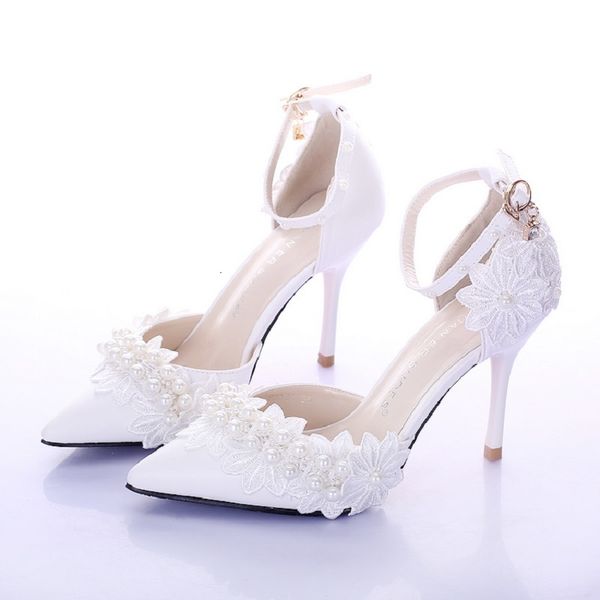 sandals summer sweet stiletto pointed white wedding shoes pearl lace one-word buckle strap hollow female sandals baotou, Black
sandals summer sweet stiletto pointed white wedding shoes pearl lace one-word buckle strap hollow female sandals baotou, Black