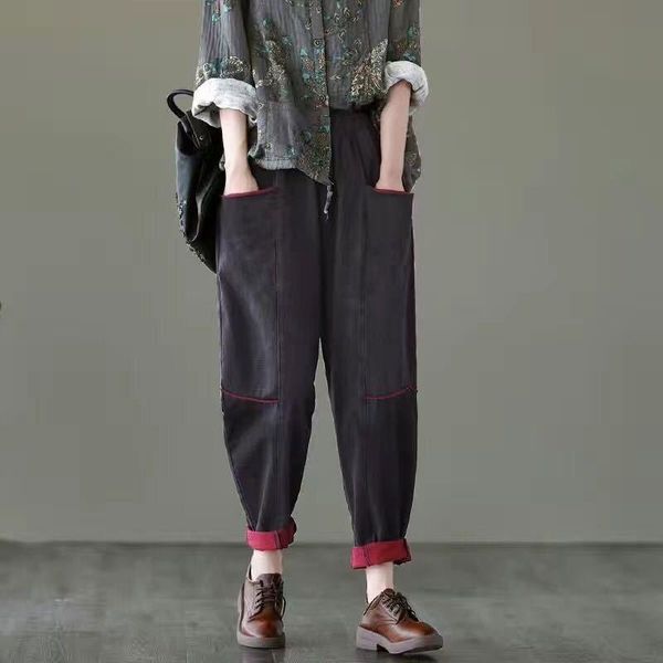 women's pants & capris arrival 2021 autumn women elastic waist loose all-matched casual cotton harem trousers femme m443, Black;white
women's pants & capris arrival 2021 autumn women elastic waist loose all-matched casual cotton harem trousers femme m443, Black;white