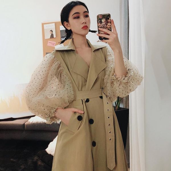women's jackets lanmrem 2021 fashion dot mesh puff long sleeve patchwork windbreaker female's double breasted type coat vestido yf, Black;brown
women's jackets lanmrem 2021 fashion dot mesh puff long sleeve patchwork windbreaker female's double breasted type coat vestido yf, Black;brown