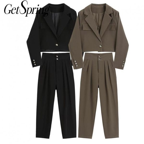 women's two piece pants getspring women set coat vintage casual short suit blazer long high waist fashion two-piece 2021, White
women's two piece pants getspring women set coat vintage casual short suit blazer long high waist fashion two-piece 2021, White
